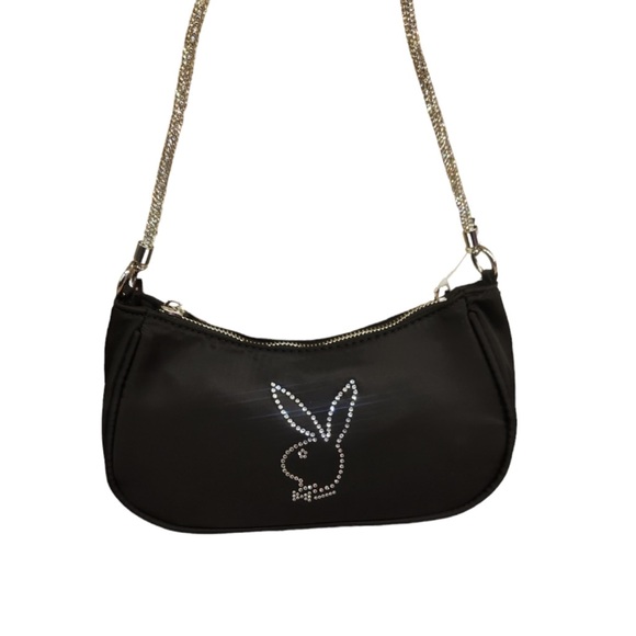 Playboy bunny handbag with rhinestone bunny and strap - Picture 15 of 16